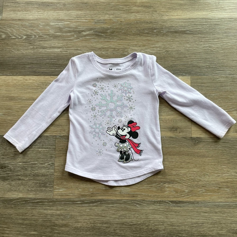 Light purple Minnie Mouse long-sleeved snowflake shirt